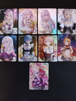Lot 9 cartes Re:Zero – Goddess Story (9 SR : Emilia, Rem, Ram, Beatrice, Felt)