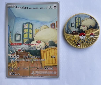 Carte Pokémon Snorlax + pièce dorée Pikachu 💤